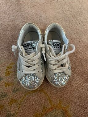 Kids Cream Glitter Sneakers Golden Goose